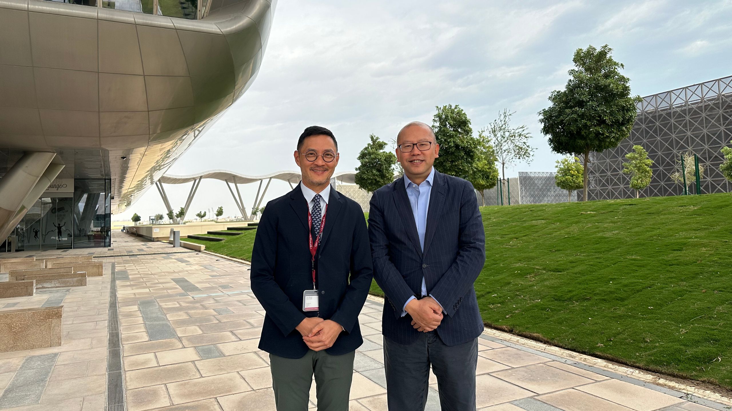 NEXX Founder and Chairman Mr. Houston Huang (right) meets with Dr. Jack Lau, President of Qatar Science and Technology Park. Mr. Huang and his team were the first Chinese company delegation to visit after Dr. Lau officially took office.